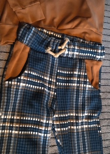 Erkek Çocuk Kareli Kemerli Eşofman Takımı - Görsel 3