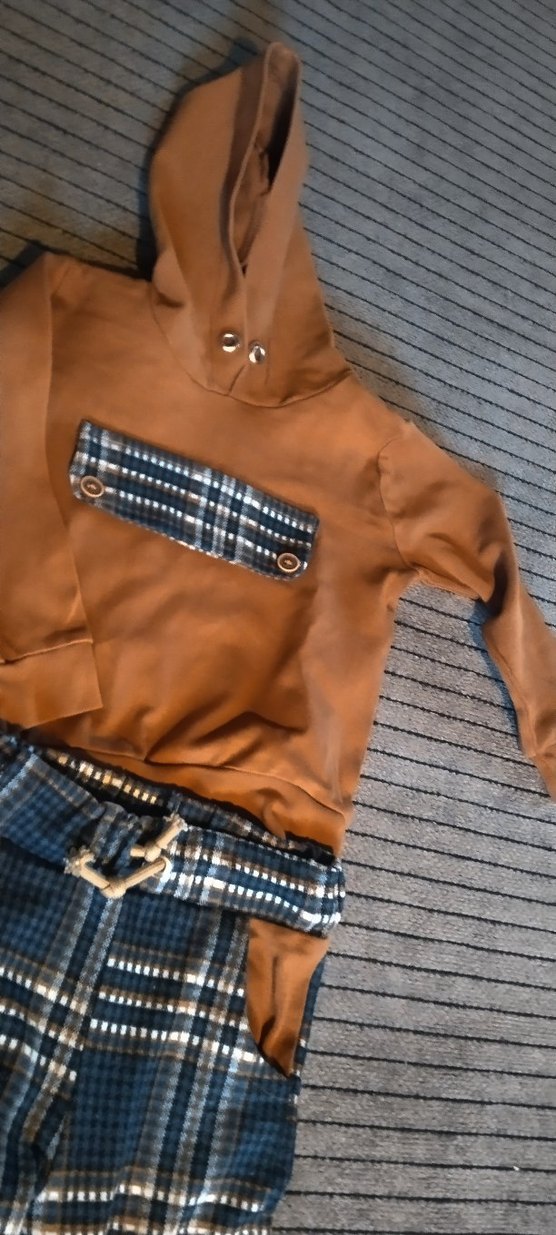 Erkek Çocuk Kareli Kemerli Eşofman Takımı - Görsel 2