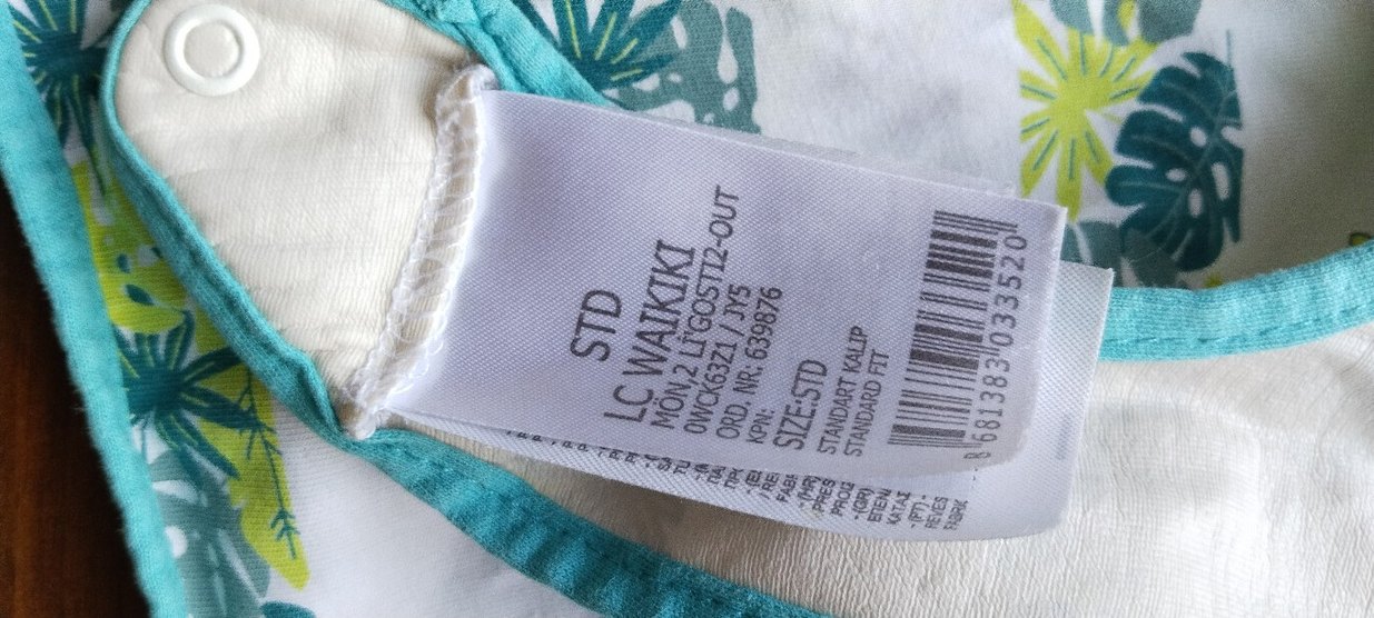 Sarı ve Gri Desenli Bebek Önlüğü - Görsel 3