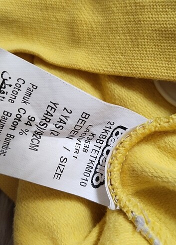1,5 Yaş Beden Sarı Sweatshirt