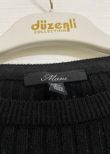 Siyah Kadın İnce Triko Kazak mavi - Görsel 3