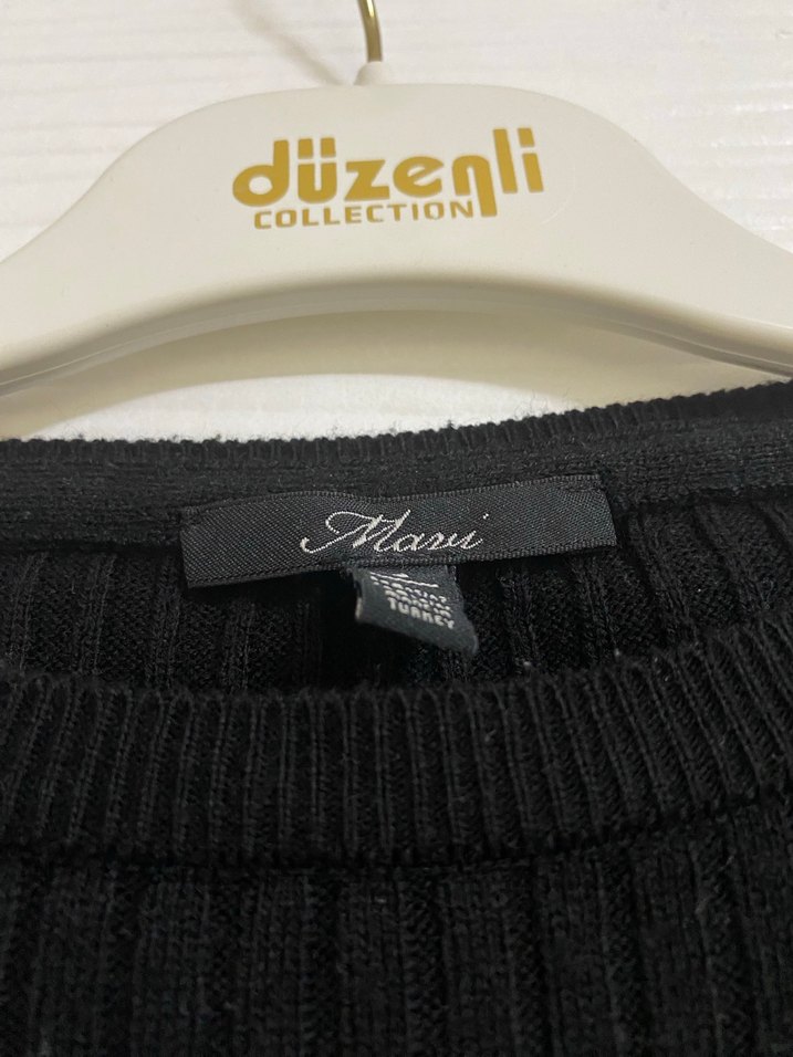 Siyah Kadın İnce Triko Kazak mavi - Görsel 3