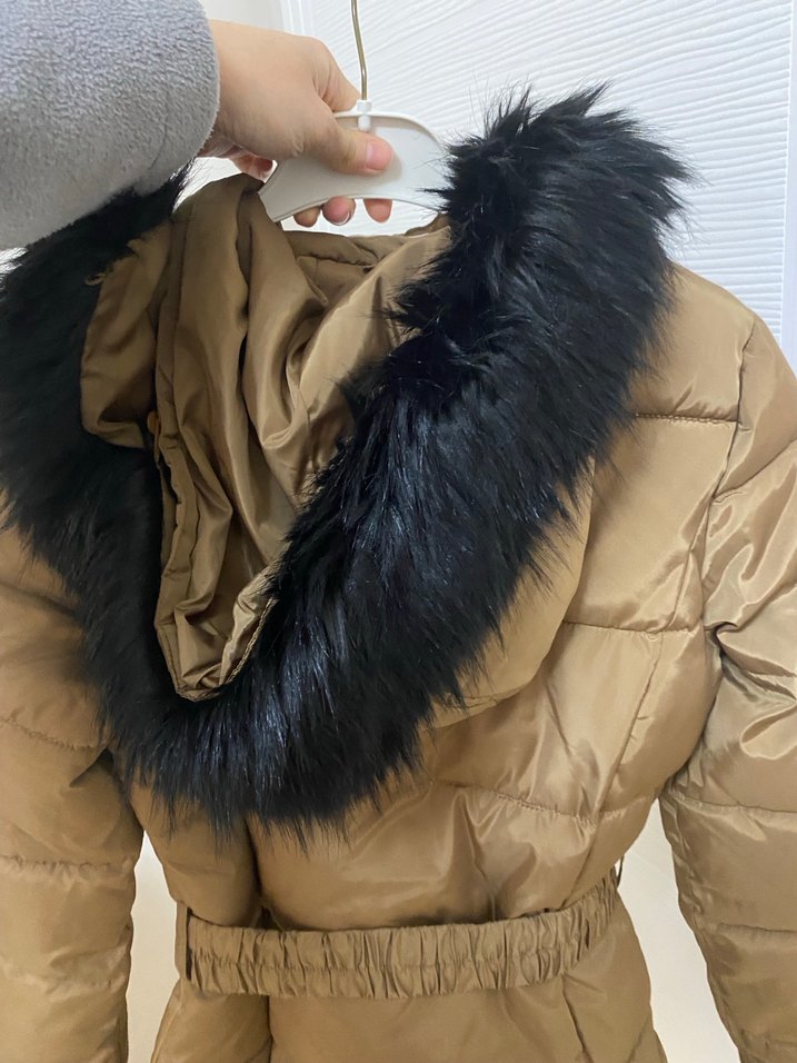 Kahverengi Kürklü Kadın Kışlık Mont - Görsel 3