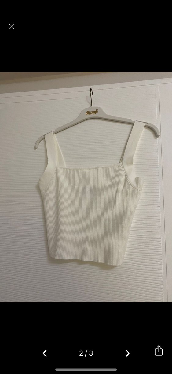 Beyaz Örgü Kolsuz Mini Kadın Atlet dilvin - Görsel 2