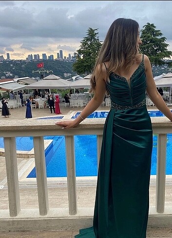 Abiye Zümrüt Yeşili Abiye Elbise