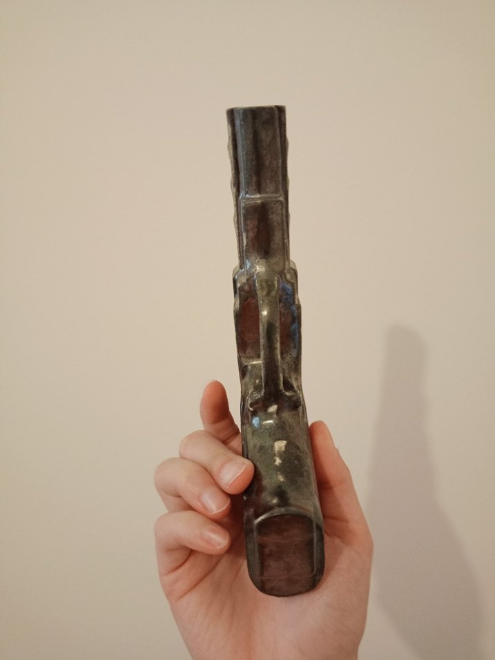 Seramik El Yapımı Gri Pistol//Tabanca - Görsel 5