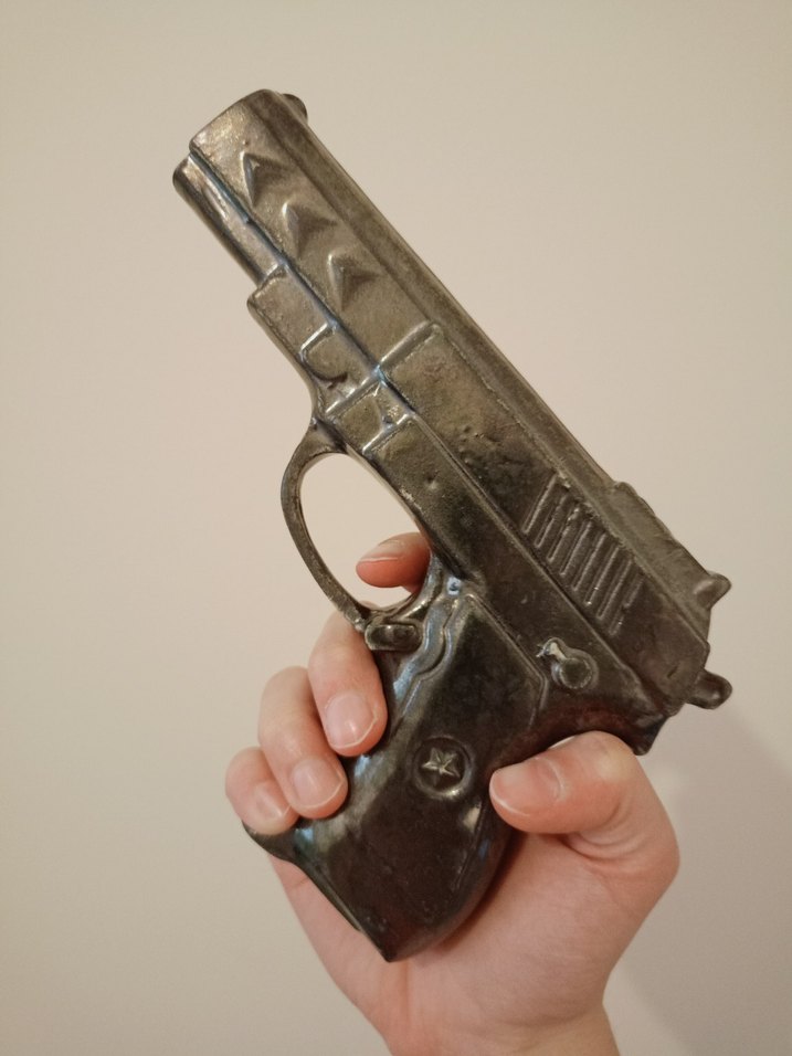 Seramik El Yapımı Gri Pistol//Tabanca - Görsel 3