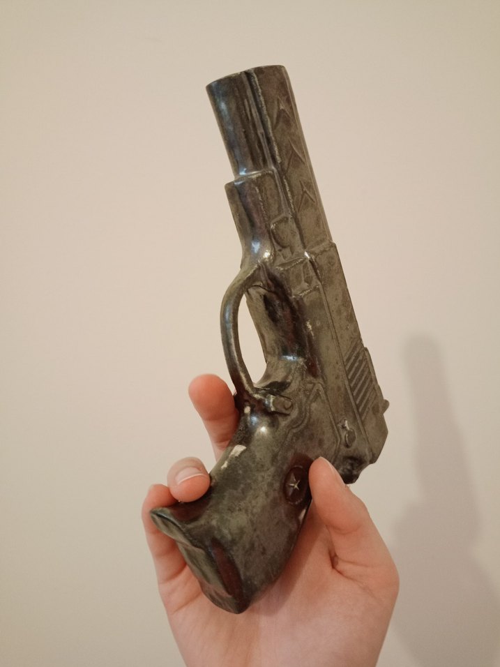 Seramik El Yapımı Gri Pistol//Tabanca - Görsel 4