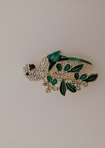 Payetli Yeşil Papağan Broş - Görsel 8