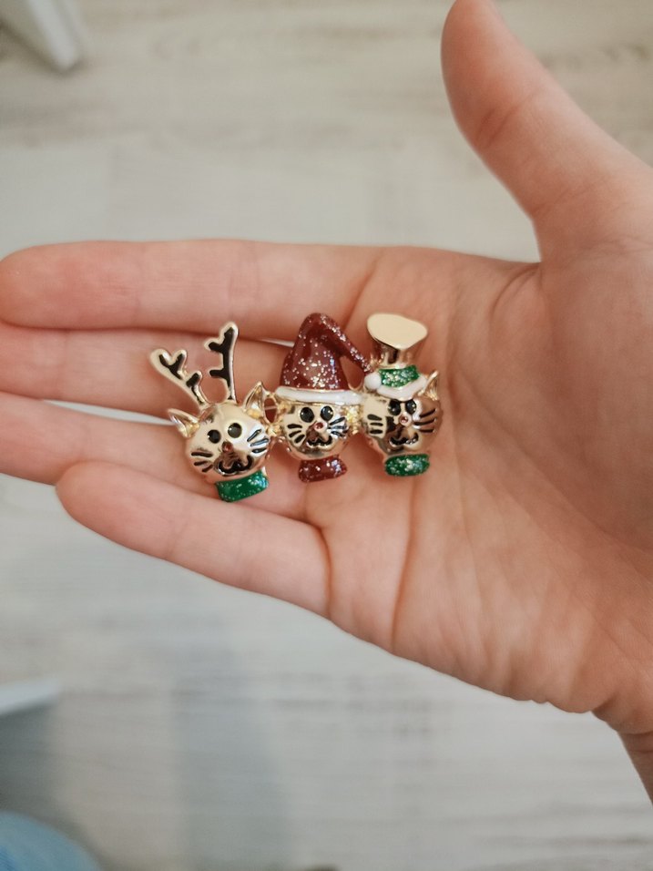 Bohem Tarzı Christmas Kedi Neko Broş. - Görsel 2