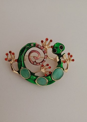 Boncuklu Turkuaz Kerenkele Desenli Broş - Görsel 2