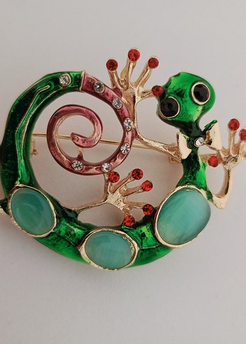 Boncuklu Turkuaz Kerenkele Desenli Broş - Görsel 12