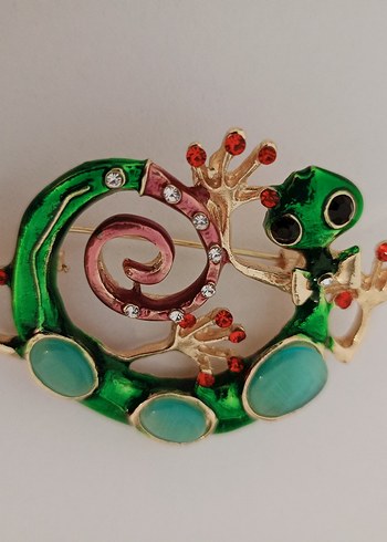 Boncuklu Turkuaz Kerenkele Desenli Broş - Görsel 8