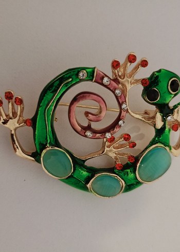 Boncuklu Turkuaz Kerenkele Desenli Broş - Görsel 10