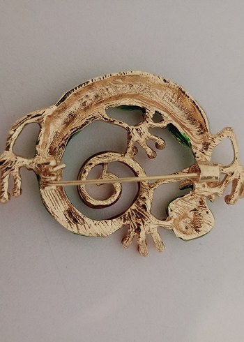 Boncuklu Turkuaz Kerenkele Desenli Broş - Görsel 7