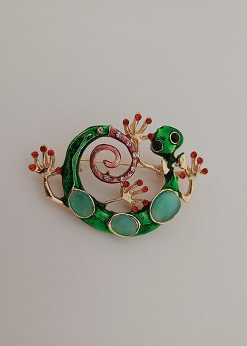 Boncuklu Turkuaz Kerenkele Desenli Broş - Görsel 13