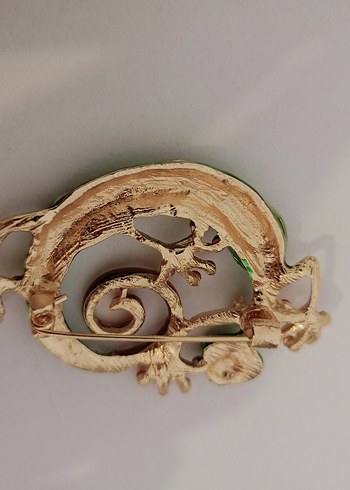 Boncuklu Turkuaz Kerenkele Desenli Broş - Görsel 5