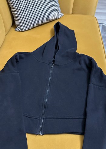 Crop kapşonlu