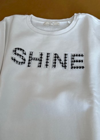 15-16 Yaş Beden Kız Çocuk Beyaz Payetli Sweatshirt