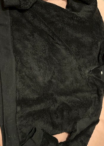 l Beden siyah Renk Siyah kadın V Yaka Peluş Sweatshirt