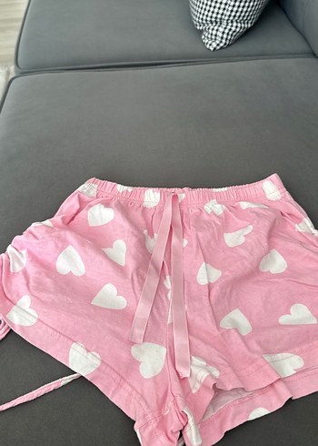 m Beden pembe Renk Pembe Kalp Desenli Rahat Kadın Pijama Takımı