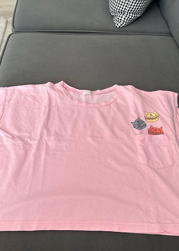 m Beden Pembe Kalp Desenli Rahat Kadın Pijama Takımı