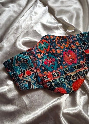 Turkuaz Türk Kilim Desenli Kadın Bel Korsesi - Görsel 9