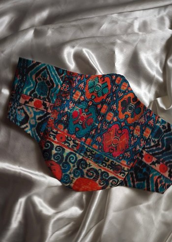 Turkuaz Türk Kilim Desenli Kadın Bel Korsesi - Görsel 3