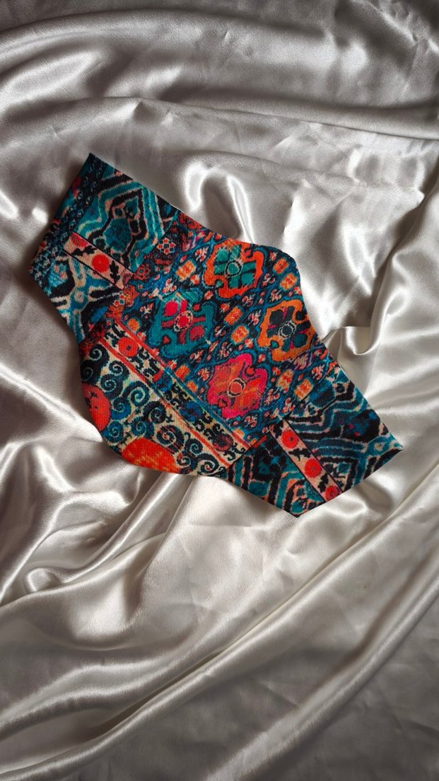 Turkuaz Türk Kilim Desenli Kadın Bel Korsesi - Görsel 4