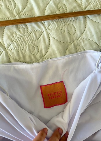 Whenever Company Drapeli Beyaz Kadın Elbise - Görsel 3