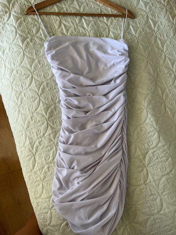 Whenever Company Drapeli Beyaz Kadın Elbise - Görsel 2