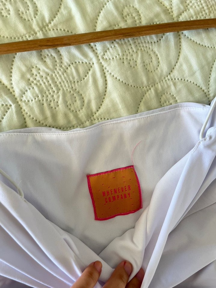 Whenever Company Drapeli Beyaz Kadın Elbise - Görsel 3