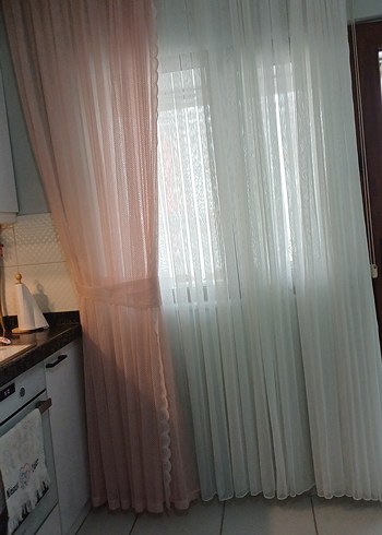 pembe Tül Perde fon perde - Görsel 3