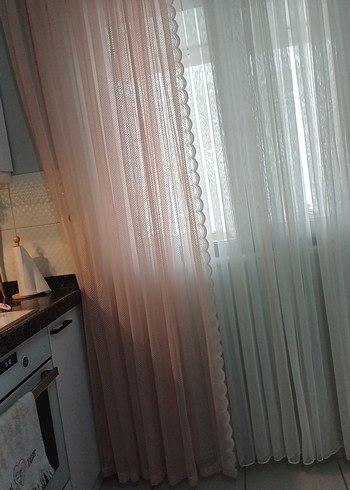 pembe Tül Perde fon perde - Görsel 4