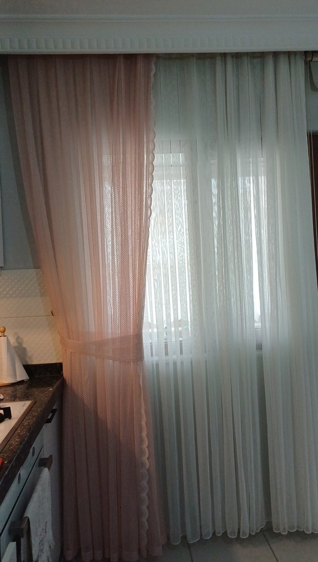 pembe Tül Perde fon perde - Görsel 2