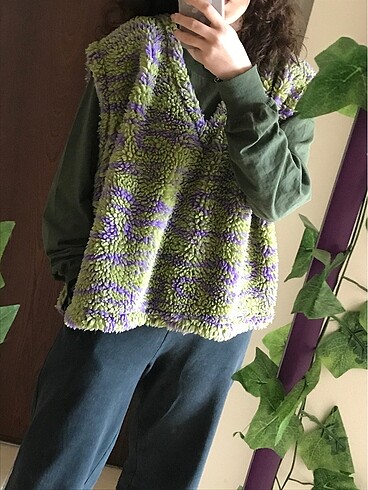fairy grunge y2k yeşil mor süveter
