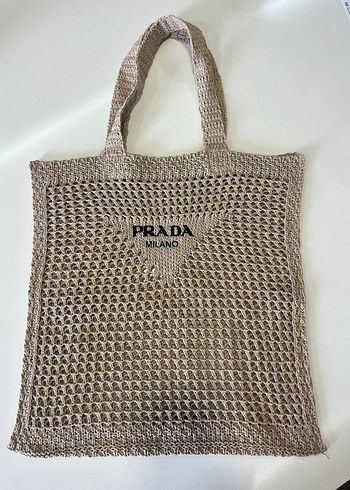 Bej Örgü Prada Kol Çantası