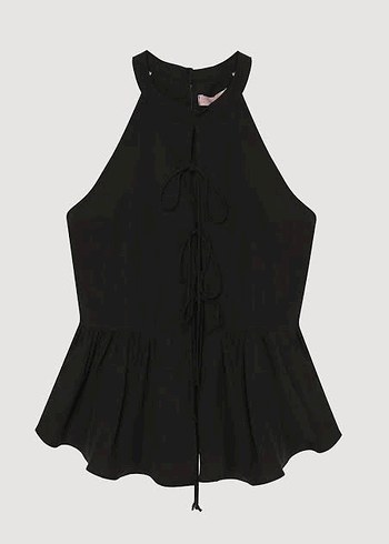 Siyah Mini Halter Yaka Kolsuz Bluz quzu - Görsel 2