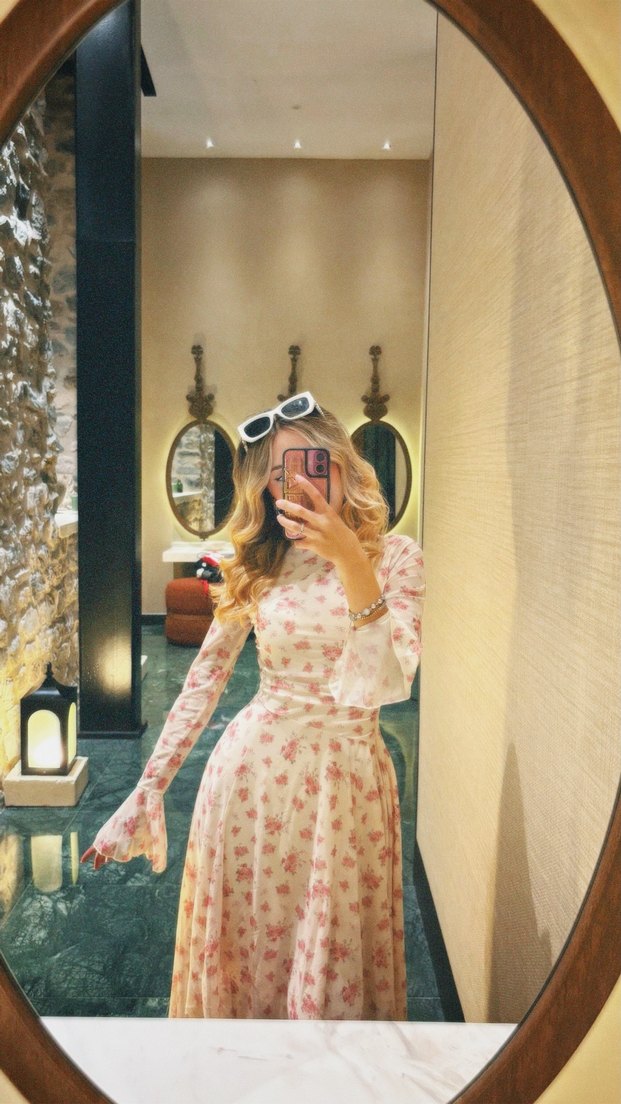 Pembe Çiçekli Uzun Bohem Elbise zara - Görsel 3