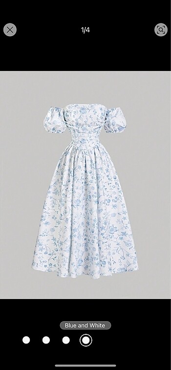 shein mod mavi çiçekli elbise - Görsel 5