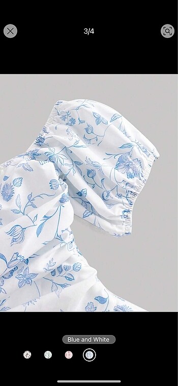 shein mod mavi çiçekli elbise - Görsel 6