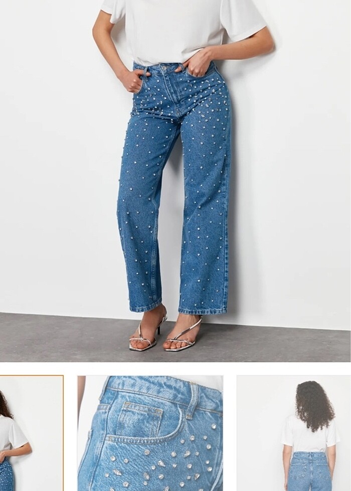 Trendyolmilla Taşlı Jean - Görsel 5