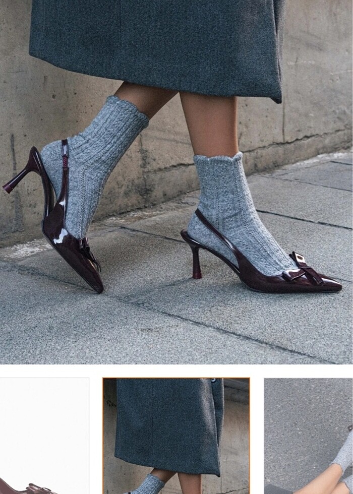 Nişantaşı shoes bordo kurdele topuklu ayakkabı stiletto - Görsel 4