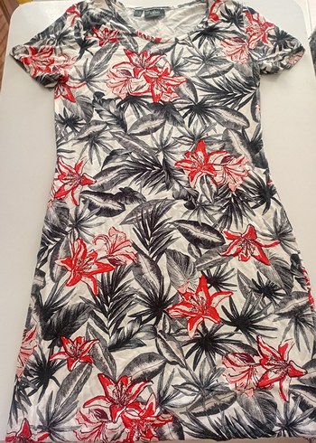 Kısa Kollu V Yaka Desenli Hamile Tuniği - Görsel 3