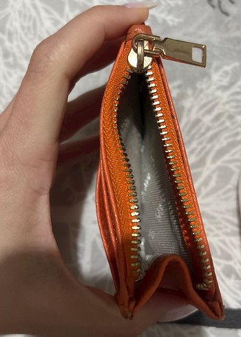 Turuncu Deri Kadın Cüzdanı Fermuarlı - Görsel 3
