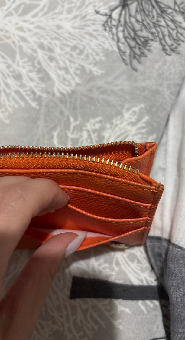 Turuncu Deri Kadın Cüzdanı Fermuarlı - Görsel 4