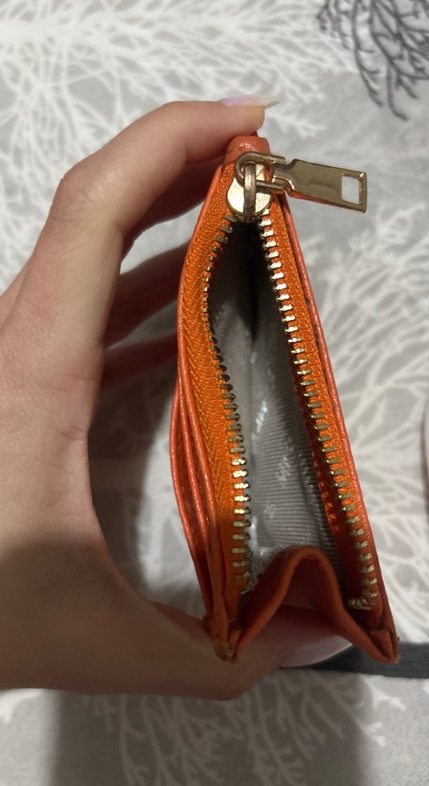 Turuncu Deri Kadın Cüzdanı Fermuarlı - Görsel 3