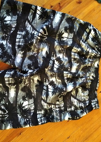 Gri  siyah Batik Desenli Rahat Kesim Erkek Mayo - Görsel 2