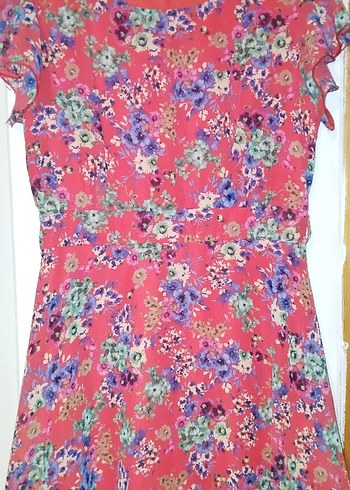 Renkli Çiçek Desenli Bohem Midi Elbise - Görsel 2