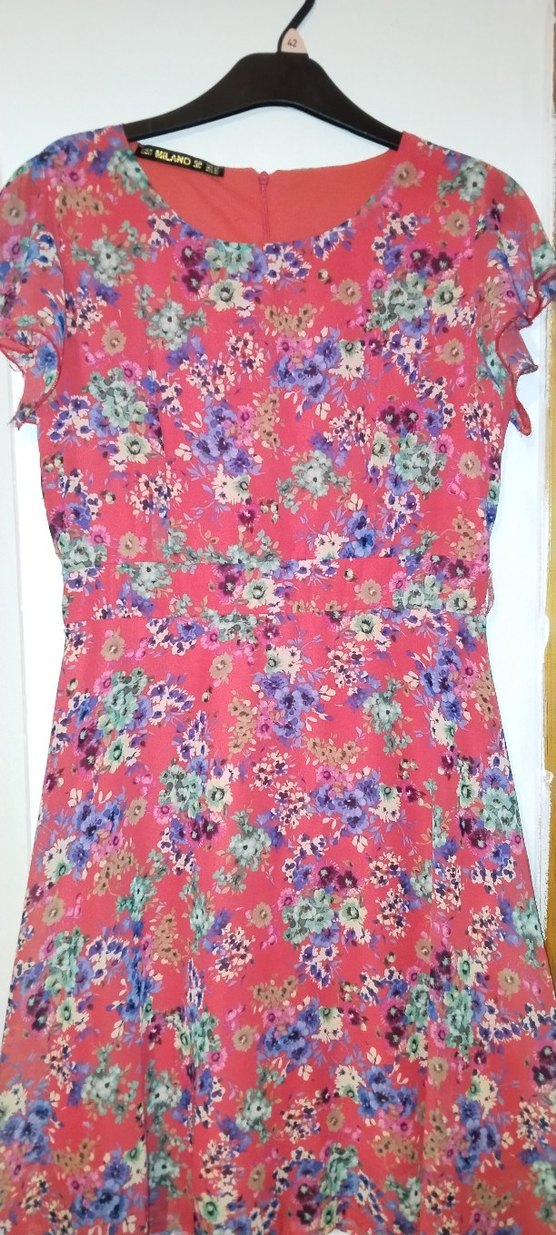 Renkli Çiçek Desenli Bohem Midi Elbise - Görsel 2